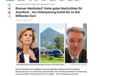 Brenner-Nordzulauf: Keine guten Nachrichten für Anwohner – Inn-Unterquerung kostet bis zu drei Milliarden Euro