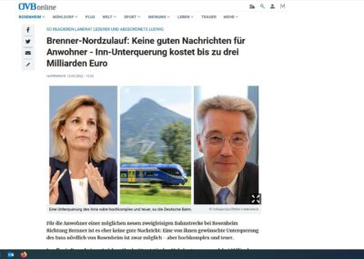 Brenner-Nordzulauf: Keine guten Nachrichten für Anwohner – Inn-Unterquerung kostet bis zu drei Milliarden Euro